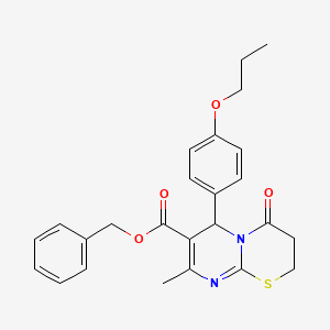 molecular formula C25H26N2O4S B11601009 benzyl 8-methyl-4-oxo-6-(4-propoxyphenyl)-2H,3H,4H,6H-pyrimido[2,1-b][1,3]thiazine-7-carboxylate 