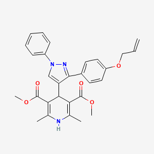 molecular formula C29H29N3O5 B11601021 dimethyl 4-{3-[4-(allyloxy)phenyl]-1-phenyl-1H-pyrazol-4-yl}-2,6-dimethyl-1,4-dihydropyridine-3,5-dicarboxylate 