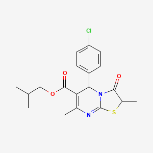 molecular formula C19H21ClN2O3S B11601061 isobutyl 5-(4-chlorophenyl)-2,7-dimethyl-3-oxo-2,3-dihydro-5H-[1,3]thiazolo[3,2-a]pyrimidine-6-carboxylate 