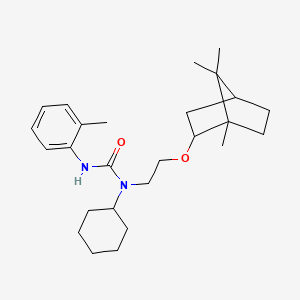 molecular formula C26H40N2O2 B11601083 1-Cyclohexyl-3-(2-methylphenyl)-1-{2-[(1,7,7-trimethylbicyclo[2.2.1]hept-2-yl)oxy]ethyl}urea 