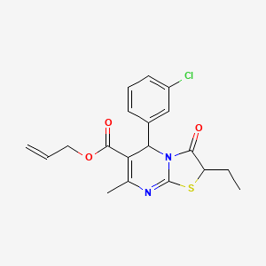 molecular formula C19H19ClN2O3S B11601180 allyl 5-(3-chlorophenyl)-2-ethyl-7-methyl-3-oxo-2,3-dihydro-5H-[1,3]thiazolo[3,2-a]pyrimidine-6-carboxylate 