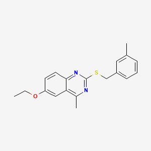 molecular formula C19H20N2OS B11601261 6-Ethoxy-4-methyl-2-[(3-methylbenzyl)sulfanyl]quinazoline 