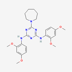 molecular formula C25H32N6O4 B11601271 6-(azepan-1-yl)-N,N'-bis(2,4-dimethoxyphenyl)-1,3,5-triazine-2,4-diamine 