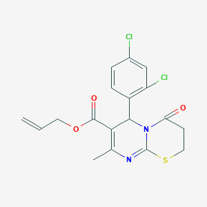 molecular formula C18H16Cl2N2O3S B11601278 prop-2-en-1-yl 6-(2,4-dichlorophenyl)-8-methyl-4-oxo-3,4-dihydro-2H,6H-pyrimido[2,1-b][1,3]thiazine-7-carboxylate 