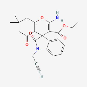 molecular formula C24H24N2O5 B11601301 Ethyl 2-amino-7,7-dimethyl-2',5-dioxo-1'-(prop-2-yn-1-yl)-1',2',5,6,7,8-hexahydrospiro[chromene-4,3'-indole]-3-carboxylate 