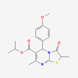 molecular formula C19H22N2O4S B11601310 isopropyl 5-(4-methoxyphenyl)-2,7-dimethyl-3-oxo-2,3-dihydro-5H-[1,3]thiazolo[3,2-a]pyrimidine-6-carboxylate 