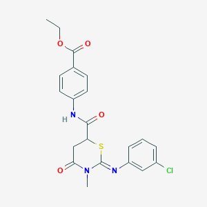 molecular formula C21H20ClN3O4S B11601447 ethyl 4-[({(2Z)-2-[(3-chlorophenyl)imino]-3-methyl-4-oxo-1,3-thiazinan-6-yl}carbonyl)amino]benzoate 