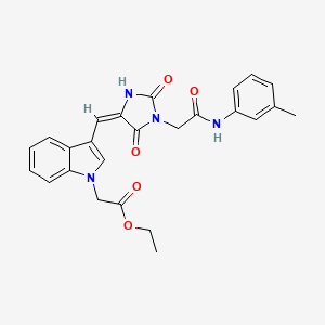 molecular formula C25H24N4O5 B11601467 ethyl {3-[(E)-(1-{2-[(3-methylphenyl)amino]-2-oxoethyl}-2,5-dioxoimidazolidin-4-ylidene)methyl]-1H-indol-1-yl}acetate 