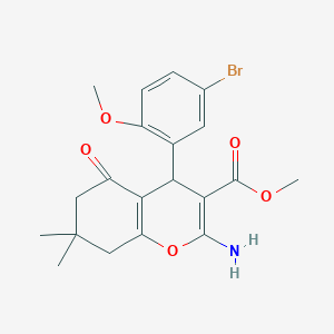 molecular formula C20H22BrNO5 B11601545 methyl 2-amino-4-(5-bromo-2-methoxyphenyl)-7,7-dimethyl-5-oxo-5,6,7,8-tetrahydro-4H-chromene-3-carboxylate 