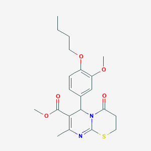 molecular formula C21H26N2O5S B11601636 methyl 6-(4-butoxy-3-methoxyphenyl)-8-methyl-4-oxo-3,4-dihydro-2H,6H-pyrimido[2,1-b][1,3]thiazine-7-carboxylate 