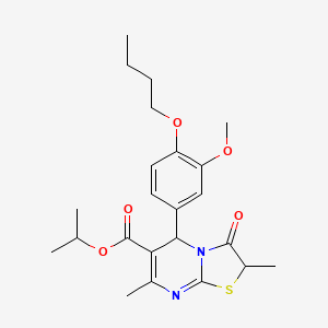 molecular formula C23H30N2O5S B11601701 isopropyl 5-(4-butoxy-3-methoxyphenyl)-2,7-dimethyl-3-oxo-2,3-dihydro-5H-[1,3]thiazolo[3,2-a]pyrimidine-6-carboxylate 