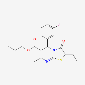 molecular formula C20H23FN2O3S B11601728 isobutyl 2-ethyl-5-(3-fluorophenyl)-7-methyl-3-oxo-2,3-dihydro-5H-[1,3]thiazolo[3,2-a]pyrimidine-6-carboxylate 