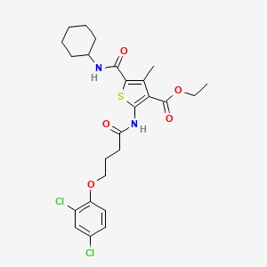molecular formula C25H30Cl2N2O5S B11601764 Ethyl 5-(cyclohexylcarbamoyl)-2-{[4-(2,4-dichlorophenoxy)butanoyl]amino}-4-methylthiophene-3-carboxylate 
