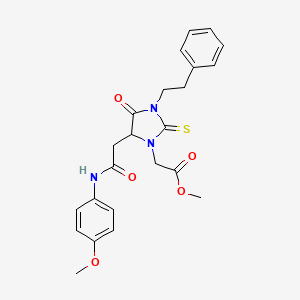 molecular formula C23H25N3O5S B11601782 Methyl [5-{2-[(4-methoxyphenyl)amino]-2-oxoethyl}-4-oxo-3-(2-phenylethyl)-2-thioxoimidazolidin-1-yl]acetate 