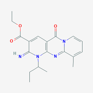 molecular formula C19H22N4O3 B11601803 ethyl 7-butan-2-yl-6-imino-11-methyl-2-oxo-1,7,9-triazatricyclo[8.4.0.03,8]tetradeca-3(8),4,9,11,13-pentaene-5-carboxylate 