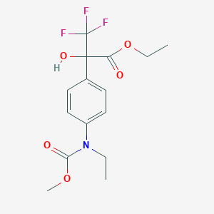 molecular formula C15H18F3NO5 B11601817 Ethyl 2-{4-[ethyl(methoxycarbonyl)amino]phenyl}-3,3,3-trifluoro-2-hydroxypropanoate 