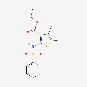molecular formula C15H17NO4S2 B11601962 Ethyl 4,5-dimethyl-2-[(phenylsulfonyl)amino]thiophene-3-carboxylate 