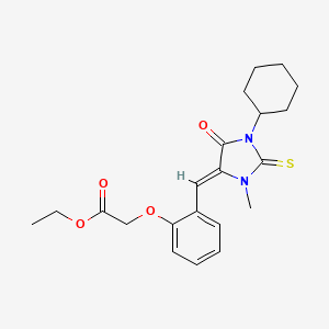 molecular formula C21H26N2O4S B11601978 ethyl {2-[(Z)-(1-cyclohexyl-3-methyl-5-oxo-2-thioxoimidazolidin-4-ylidene)methyl]phenoxy}acetate 