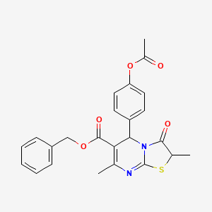 molecular formula C24H22N2O5S B11602026 benzyl 5-[4-(acetyloxy)phenyl]-2,7-dimethyl-3-oxo-2,3-dihydro-5H-[1,3]thiazolo[3,2-a]pyrimidine-6-carboxylate 