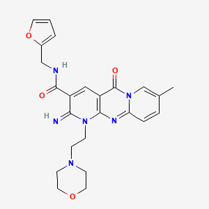 molecular formula C24H26N6O4 B11602054 N-[(furan-2-yl)methyl]-6-imino-13-methyl-7-[2-(morpholin-4-yl)ethyl]-2-oxo-1,7,9-triazatricyclo[8.4.0.0^{3,8}]tetradeca-3(8),4,9,11,13-pentaene-5-carboxamide 