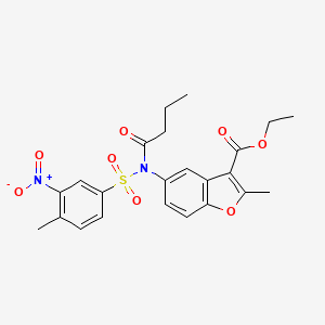 molecular formula C23H24N2O8S B11602154 Ethyl 2-methyl-5-[N-(4-methyl-3-nitrobenzenesulfonyl)butanamido]-1-benzofuran-3-carboxylate 