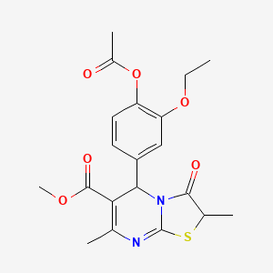 molecular formula C20H22N2O6S B11602164 methyl 5-[4-(acetyloxy)-3-ethoxyphenyl]-2,7-dimethyl-3-oxo-2,3-dihydro-5H-[1,3]thiazolo[3,2-a]pyrimidine-6-carboxylate 