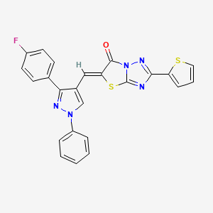 molecular formula C24H14FN5OS2 B11602253 (5Z)-5-{[3-(4-fluorophenyl)-1-phenyl-1H-pyrazol-4-yl]methylidene}-2-(thiophen-2-yl)[1,3]thiazolo[3,2-b][1,2,4]triazol-6(5H)-one 
