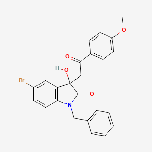 molecular formula C24H20BrNO4 B11602268 1-benzyl-5-bromo-3-hydroxy-3-[2-(4-methoxyphenyl)-2-oxoethyl]-1,3-dihydro-2H-indol-2-one 