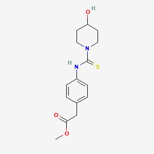 molecular formula C15H20N2O3S B11602287 Methyl (4-{[(4-hydroxypiperidin-1-yl)carbonothioyl]amino}phenyl)acetate 