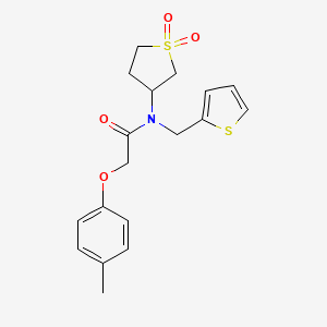 molecular formula C18H21NO4S2 B11602363 N-(1,1-dioxidotetrahydrothiophen-3-yl)-2-(4-methylphenoxy)-N-(thiophen-2-ylmethyl)acetamide 