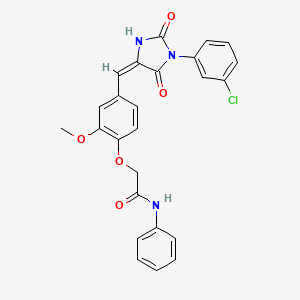 molecular formula C25H20ClN3O5 B11602379 2-(4-{(E)-[1-(3-chlorophenyl)-2,5-dioxoimidazolidin-4-ylidene]methyl}-2-methoxyphenoxy)-N-phenylacetamide 