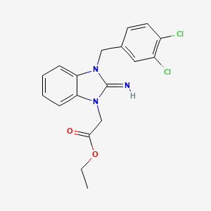 molecular formula C18H17Cl2N3O2 B11602396 ethyl [3-(3,4-dichlorobenzyl)-2-imino-2,3-dihydro-1H-benzimidazol-1-yl]acetate 