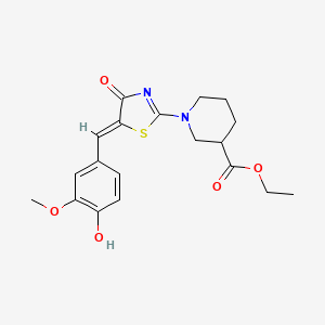 molecular formula C19H22N2O5S B11602450 ethyl 1-[(5Z)-5-(4-hydroxy-3-methoxybenzylidene)-4-oxo-4,5-dihydro-1,3-thiazol-2-yl]piperidine-3-carboxylate 