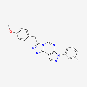 molecular formula C21H18N6O B11602486 3-(4-methoxybenzyl)-7-(3-methylphenyl)-7H-pyrazolo[4,3-e][1,2,4]triazolo[4,3-c]pyrimidine 
