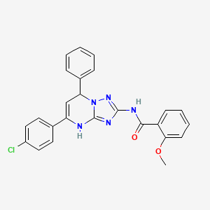 molecular formula C25H20ClN5O2 B11602522 N-[5-(4-chlorophenyl)-7-phenyl-4,7-dihydro[1,2,4]triazolo[1,5-a]pyrimidin-2-yl]-2-methoxybenzamide 