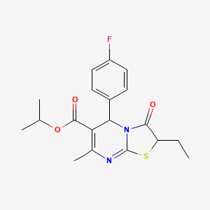 molecular formula C19H21FN2O3S B11602605 isopropyl 2-ethyl-5-(4-fluorophenyl)-7-methyl-3-oxo-2,3-dihydro-5H-[1,3]thiazolo[3,2-a]pyrimidine-6-carboxylate 