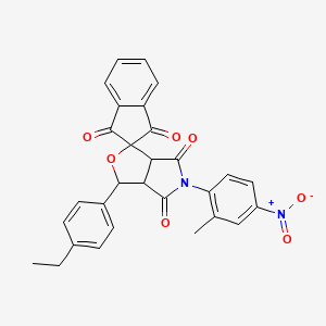 molecular formula C29H22N2O7 B11602699 3-(4-ethylphenyl)-5-(2-methyl-4-nitrophenyl)-3a,6a-dihydrospiro[furo[3,4-c]pyrrole-1,2'-indene]-1',3',4,6(3H,5H)-tetrone 
