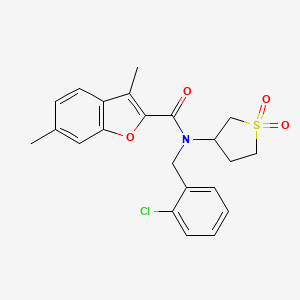 molecular formula C22H22ClNO4S B11602730 N-(2-chlorobenzyl)-N-(1,1-dioxidotetrahydrothiophen-3-yl)-3,6-dimethyl-1-benzofuran-2-carboxamide 