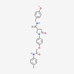 molecular formula C28H29N3O5 B11602738 N-(4-methoxybenzyl)-1-(4-{2-[(4-methylphenyl)amino]-2-oxoethoxy}phenyl)-5-oxopyrrolidine-3-carboxamide 