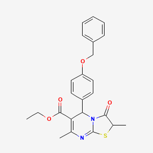 molecular formula C24H24N2O4S B11602801 ethyl 5-[4-(benzyloxy)phenyl]-2,7-dimethyl-3-oxo-2,3-dihydro-5H-[1,3]thiazolo[3,2-a]pyrimidine-6-carboxylate 