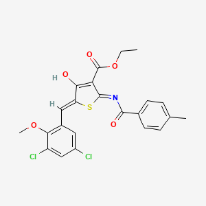 molecular formula C23H19Cl2NO5S B11602847 Ethyl 5-(3,5-dichloro-2-methoxybenzylidene)-2-[(4-methylbenzoyl)amino]-4-oxo-4,5-dihydro-3-thiophenecarboxylate 