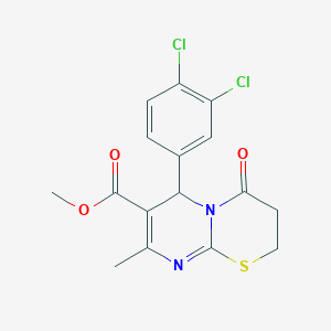 molecular formula C16H14Cl2N2O3S B11602934 methyl 6-(3,4-dichlorophenyl)-8-methyl-4-oxo-3,4-dihydro-2H,6H-pyrimido[2,1-b][1,3]thiazine-7-carboxylate 