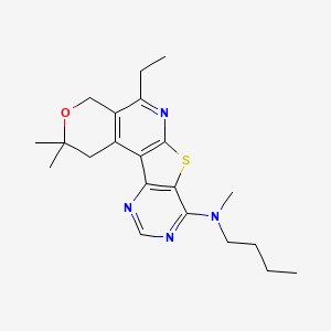 molecular formula C21H28N4OS B11602967 N-butyl-8-ethyl-N,4,4-trimethyl-5-oxa-11-thia-9,14,16-triazatetracyclo[8.7.0.02,7.012,17]heptadeca-1(10),2(7),8,12(17),13,15-hexaen-13-amine 