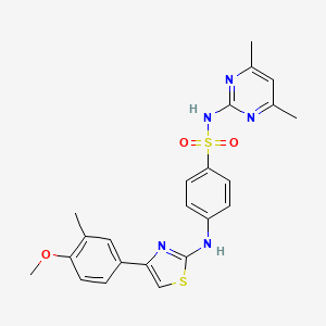 molecular formula C23H23N5O3S2 B11602997 N-(4,6-dimethylpyrimidin-2-yl)-4-{[4-(4-methoxy-3-methylphenyl)-1,3-thiazol-2-yl]amino}benzenesulfonamide 