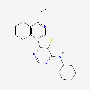 molecular formula C21H26N4S B11603083 N-cyclohexyl-8-ethyl-11-thia-9,14,16-triazatetracyclo[8.7.0.02,7.012,17]heptadeca-1,7,9,12,14,16-hexaen-13-amine 