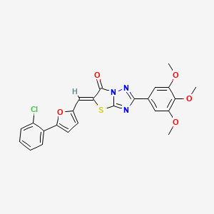 molecular formula C24H18ClN3O5S B11603213 (5Z)-5-{[5-(2-chlorophenyl)-2-furyl]methylene}-2-(3,4,5-trimethoxyphenyl)[1,3]thiazolo[3,2-b][1,2,4]triazol-6(5H)-one 