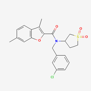 molecular formula C22H22ClNO4S B11603222 N-(3-chlorobenzyl)-N-(1,1-dioxidotetrahydrothiophen-3-yl)-3,6-dimethyl-1-benzofuran-2-carboxamide 