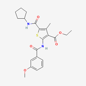 molecular formula C22H26N2O5S B11603234 Ethyl 5-(cyclopentylcarbamoyl)-2-{[(3-methoxyphenyl)carbonyl]amino}-4-methylthiophene-3-carboxylate 