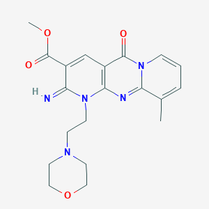 molecular formula C20H23N5O4 B11603316 methyl 6-imino-11-methyl-7-(2-morpholin-4-ylethyl)-2-oxo-1,7,9-triazatricyclo[8.4.0.03,8]tetradeca-3(8),4,9,11,13-pentaene-5-carboxylate 