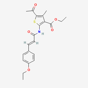 molecular formula C21H23NO5S B11603359 ethyl 5-acetyl-2-{[(2E)-3-(4-ethoxyphenyl)prop-2-enoyl]amino}-4-methylthiophene-3-carboxylate 